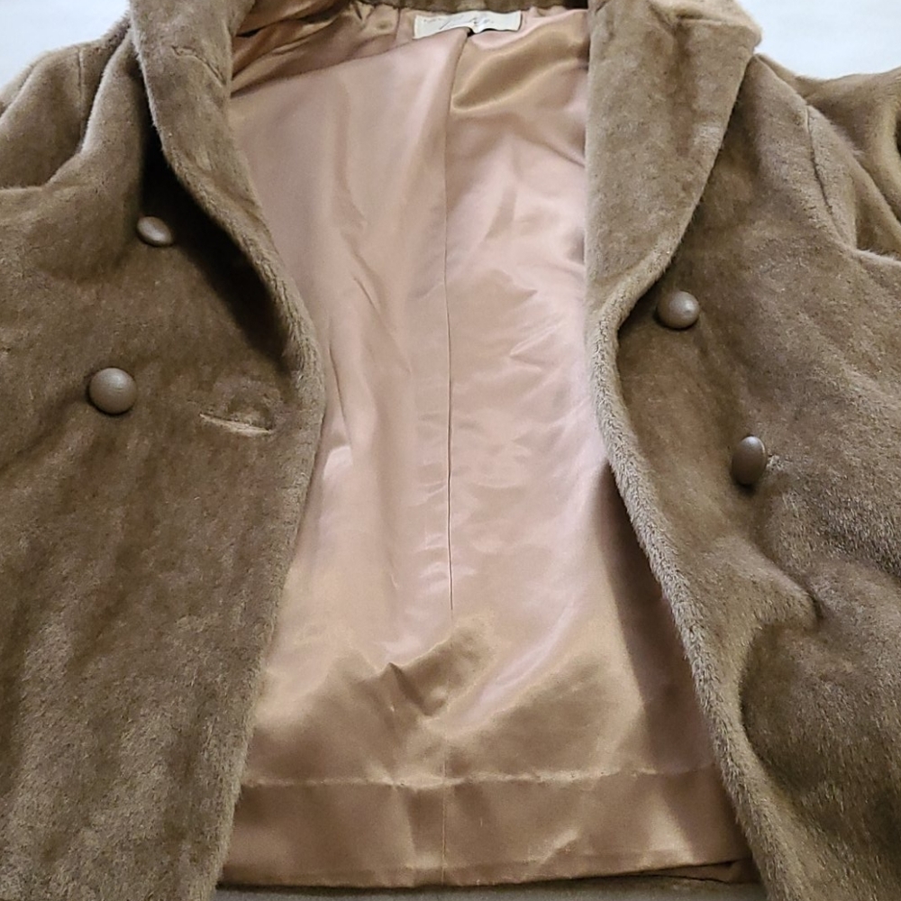 Vintage Fur Coat Brazotta Greenblatt's Fairmoor 1940s Blonde Light Brown Knee Lg - Picture 6 of 11